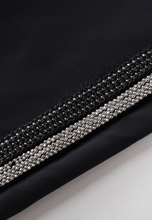 Ribbed-hem Metalic chain-detail Sequin-detail Cropped Jacket - Image 6