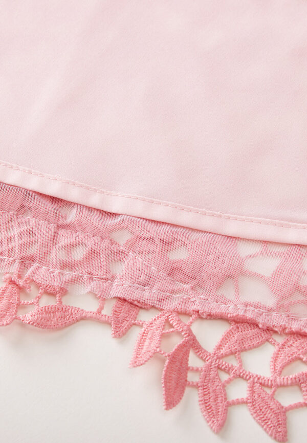 V-Neck Puff-sleeve Slim-cut Lace Dress - Image 7