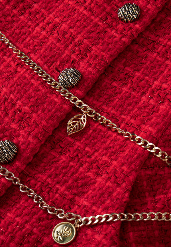 Chain-belt Checked Tweed Maxi Dress - Image 5