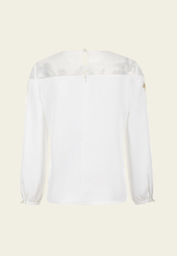 Appliqué Patchwork Puff-sleeve Top - Image 2