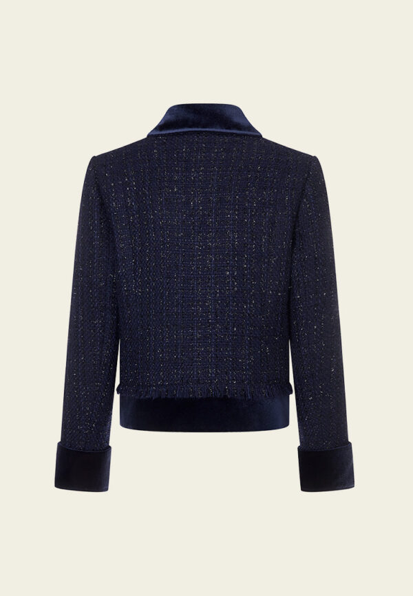 Contrasting-panel Detail Ruffle-detail Crystal-button Lurex Jacket - Image 2