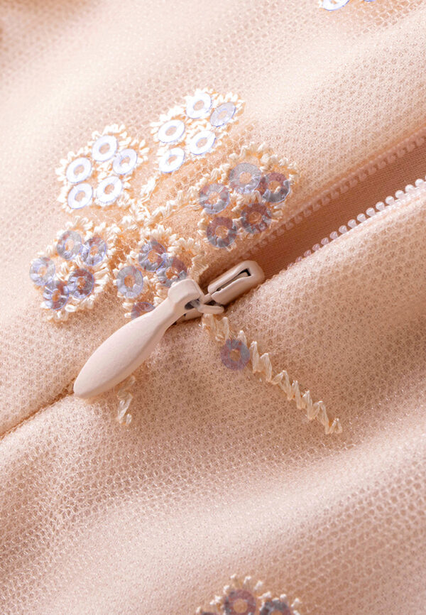 Puff-sleeve Sequined Pleated-detail Mesh Dress - Image 8