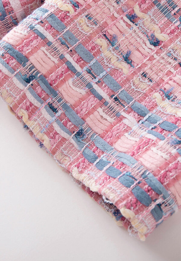 Patchwork Lace-detail Mixed-tweed Cropped Top - Image 8