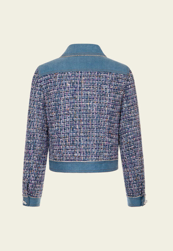 Hollow-carved Button Patchwork Denim Jacket - Image 2