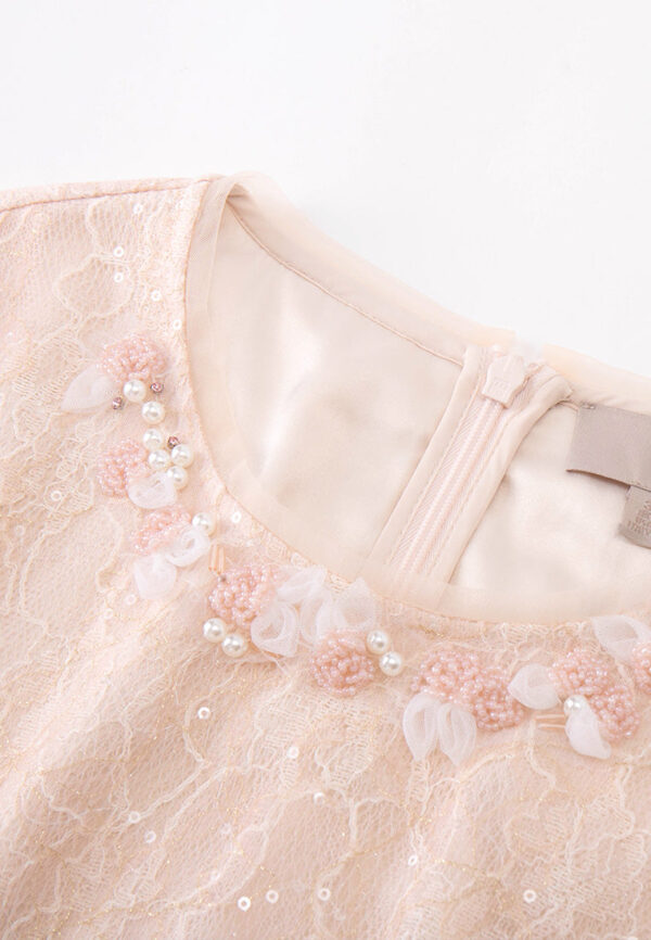 Belted Sequined Lace Dress - Image 3