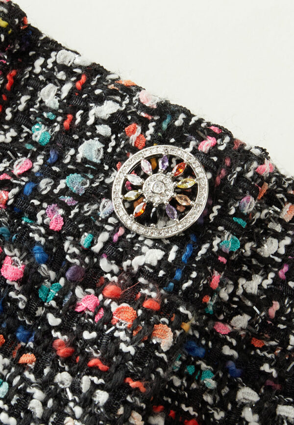 Mixed tweed Hollow-carved Crystal Button Flared Trousers - Image 5