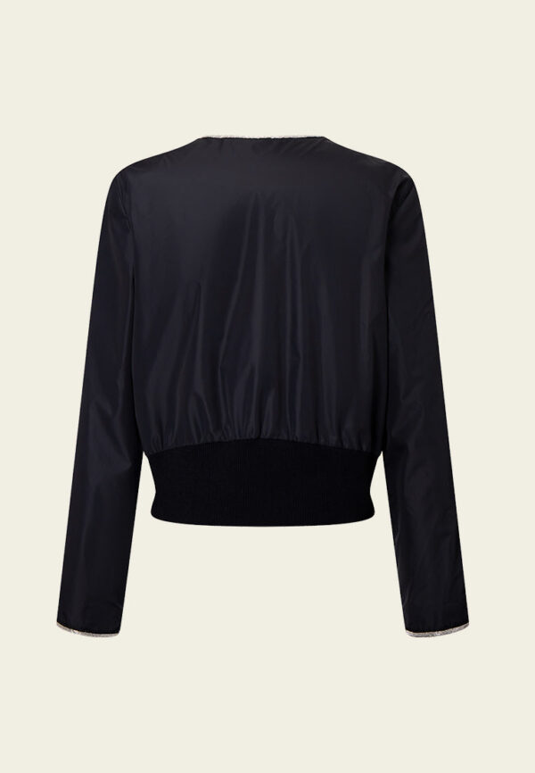Ribbed-hem Metalic chain-detail Sequin-detail Cropped Jacket - Image 2
