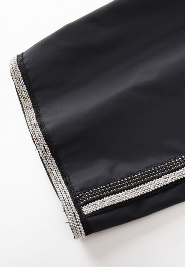 Ribbed-hem Metalic chain-detail Sequin-detail Cropped Jacket - Image 5