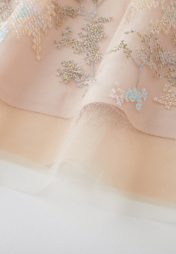 Ruffled-trim Cross-stitch Detail Sequin-detail Mesh Dress - Image 6