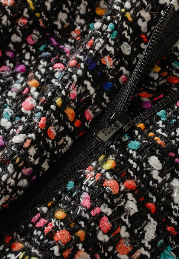 Mixed tweed Hollow-carved Crystal Button Flared Trousers - Image 4