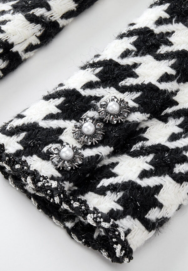 Embellished Black-and-white Houndstooth Jacket - Image 7