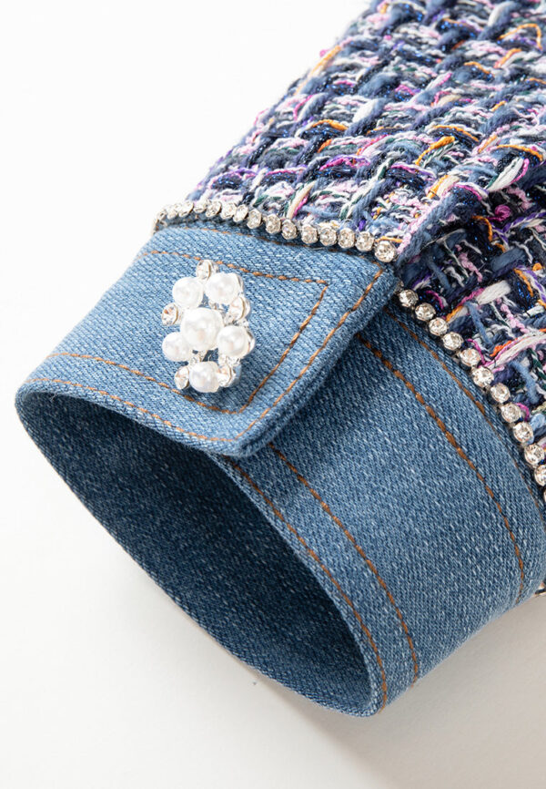Hollow-carved Button Patchwork Denim Jacket - Image 5