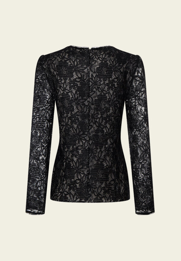 Lace-on-mesh Lurex-detail Crystal-embellished Bow-detail Shirt - Image 2