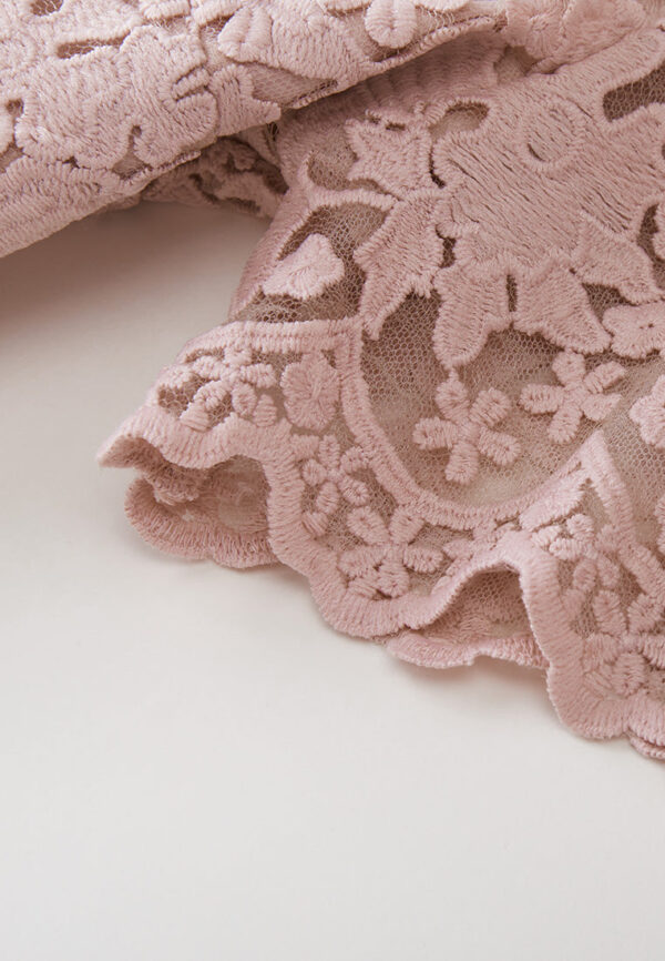 Layered Panelle-detail Puff-sleeve Lace Dress - Image 4