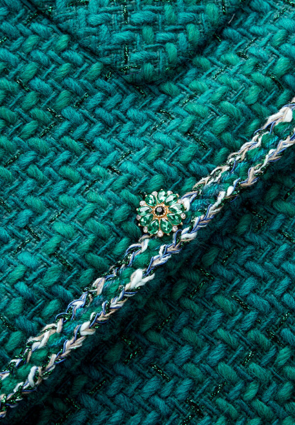 Emerald Contrasting-trim Tweed Jacket - Image 5