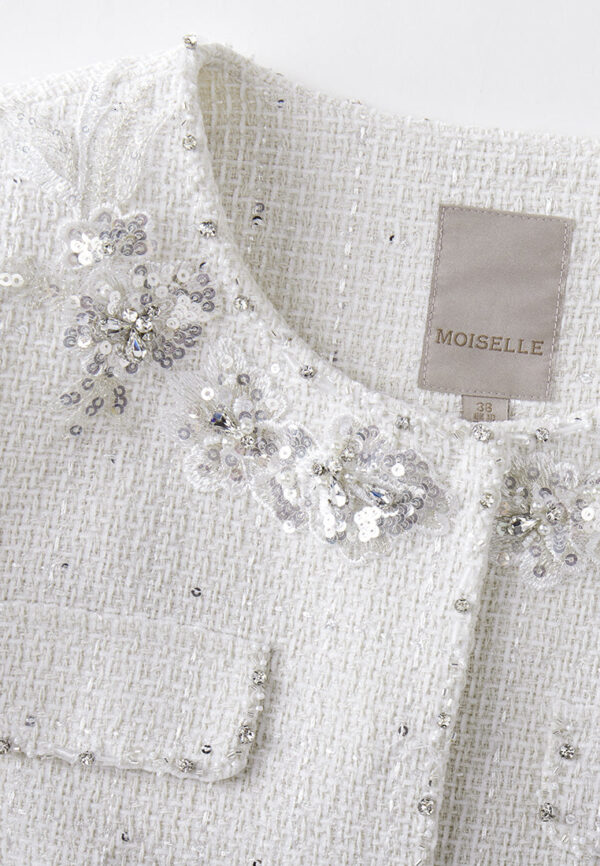 Embroidery Lace Flower Sequin-detail Fitted-waist Jacket - Image 3