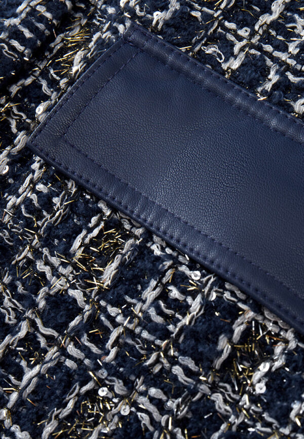 Contrasting-panel Detail Rough-cut Checked Lurex Jacket - Image 4