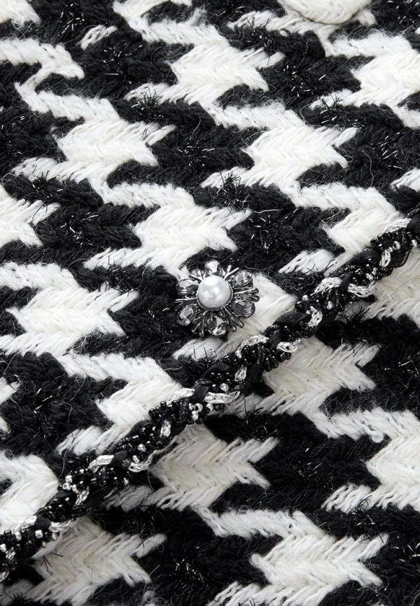 Embellished Black-and-white Houndstooth Jacket - Image 5