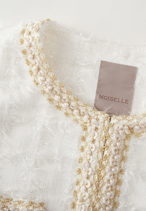 Checked Frayed-detail Embellished-trim Patch-pocket Jacket - Image 3