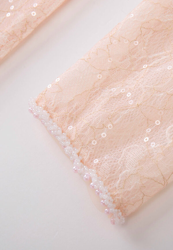 Belted Sequined Lace Dress - Image 5
