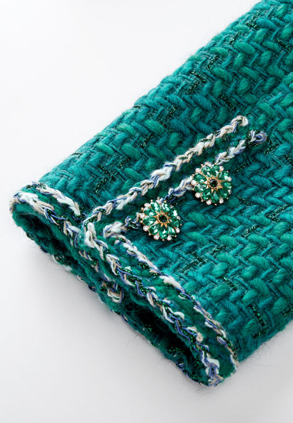 Emerald Contrasting-trim Tweed Jacket - Image 7