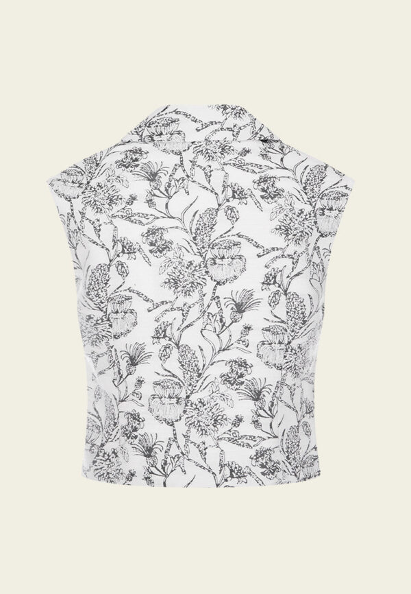 Cap-sleeves Peal-and-crystal-embellished Jacquard Waistcoat - Image 2