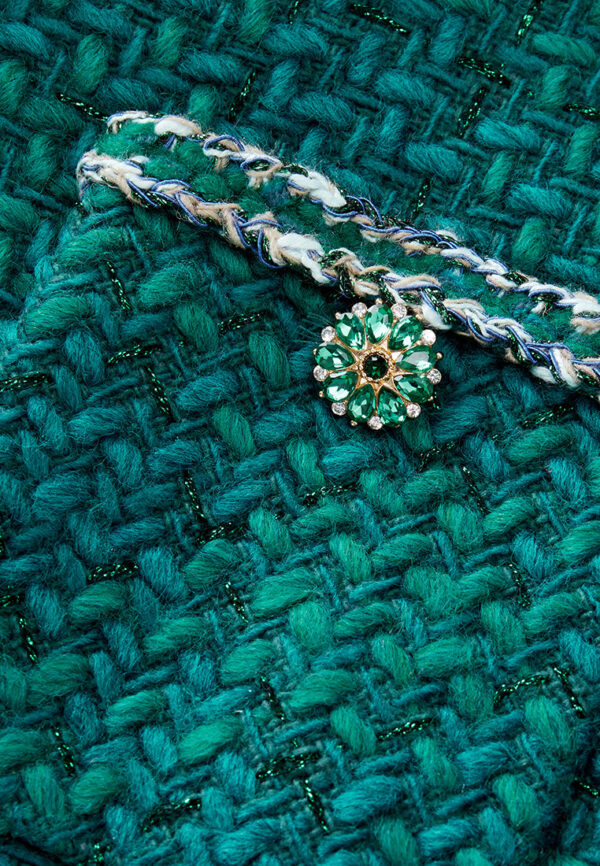Emerald Contrasting-trim Tweed Jacket - Image 4