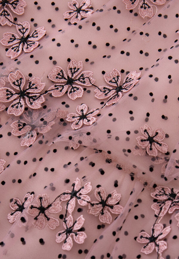 Sakura Appliqué Belted Panelled Mesh Dress - Image 4