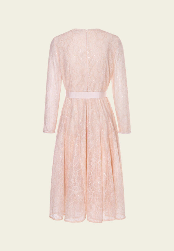 Belted Sequined Lace Dress - Image 2