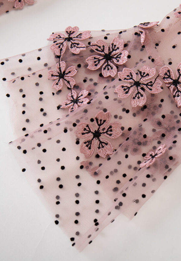 Sakura Appliqué Belted Panelled Mesh Dress - Image 7