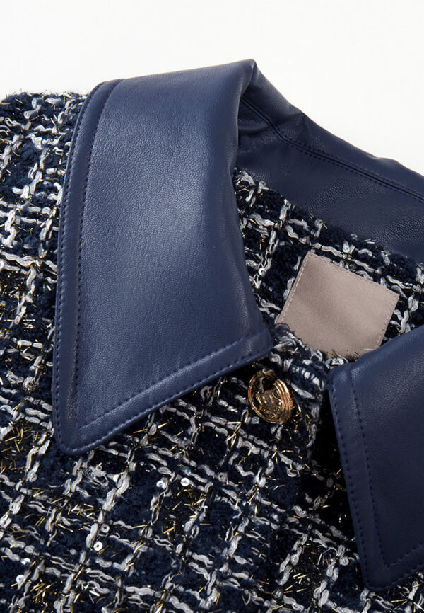 Contrasting-panel Detail Rough-cut Checked Lurex Jacket - Image 3