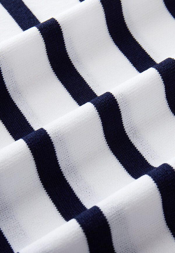 Navy Blue Stripped Knitted Jacket - Image 7