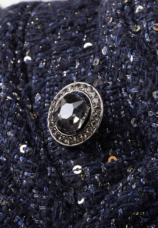 Stand-collar Concealed-fastening Sequin-detail Lurex Coat - Image 7