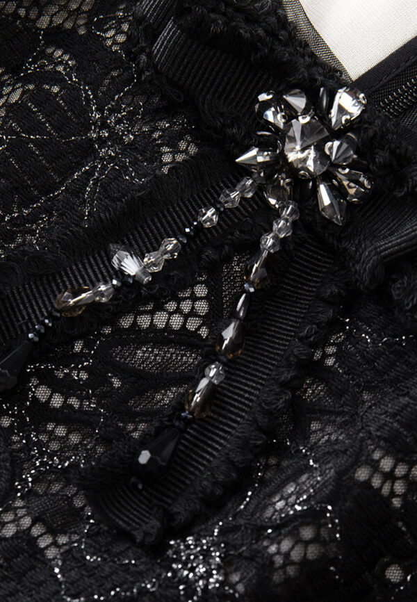 Lace-on-mesh Lurex-detail Crystal-embellished Bow-detail Shirt - Image 4