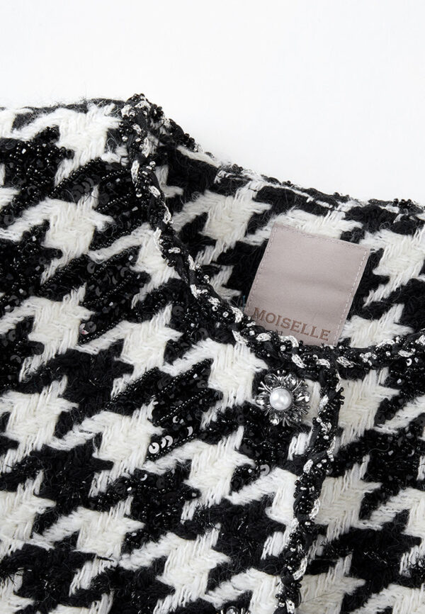 Embellished Black-and-white Houndstooth Jacket - Image 3