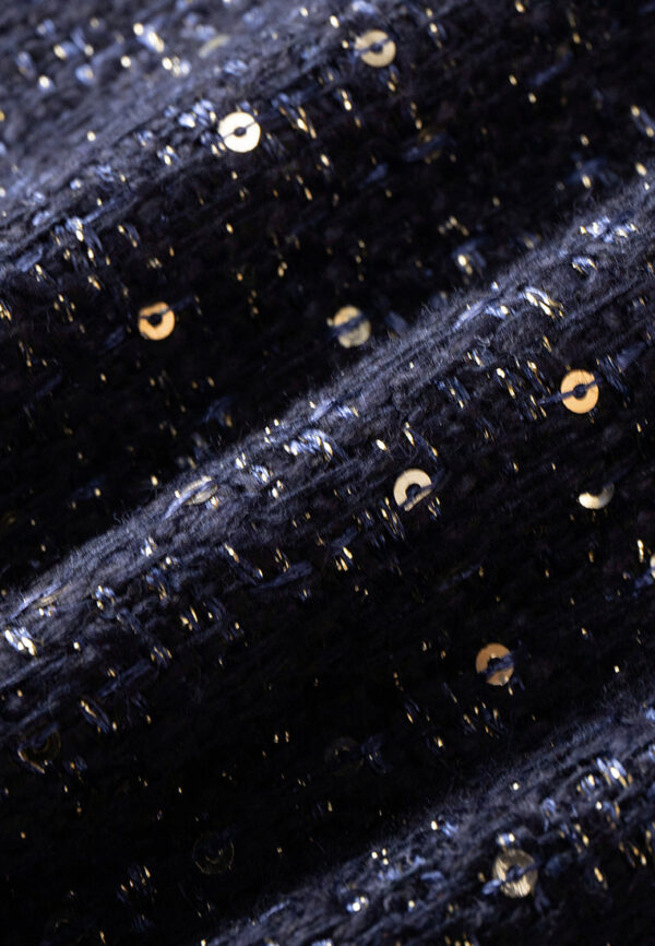 Stand-collar Concealed-fastening Sequin-detail Lurex Coat - Image 8