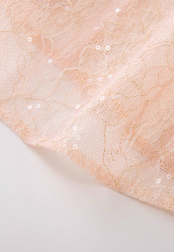 Belted Sequined Lace Dress - Image 6