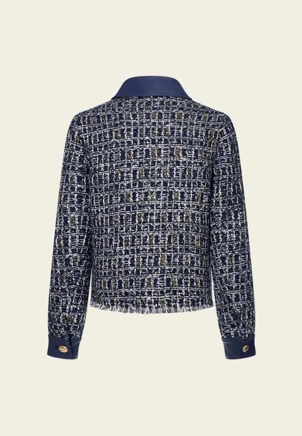 Contrasting-panel Detail Rough-cut Checked Lurex Jacket - Image 2