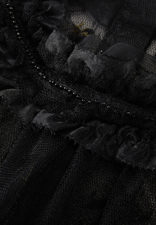 Ruffled-collar Embroidered Mesh Lace Top - Image 4