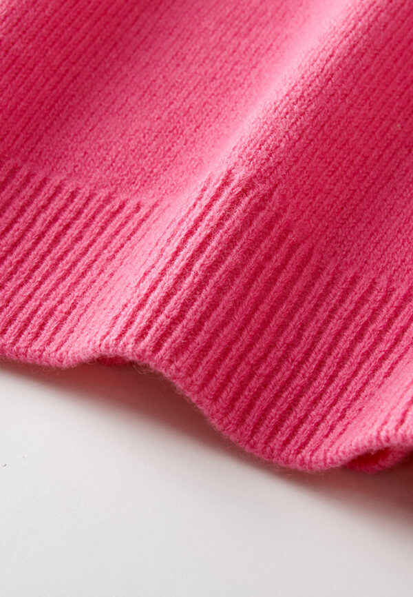 Fushia Ribbed Patchwork-shoulder Embroidered-detail Sweater - Image 5