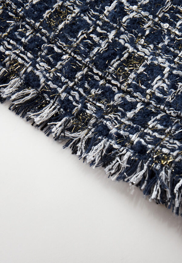 Contrasting-panel Detail Rough-cut Checked Lurex Jacket - Image 5