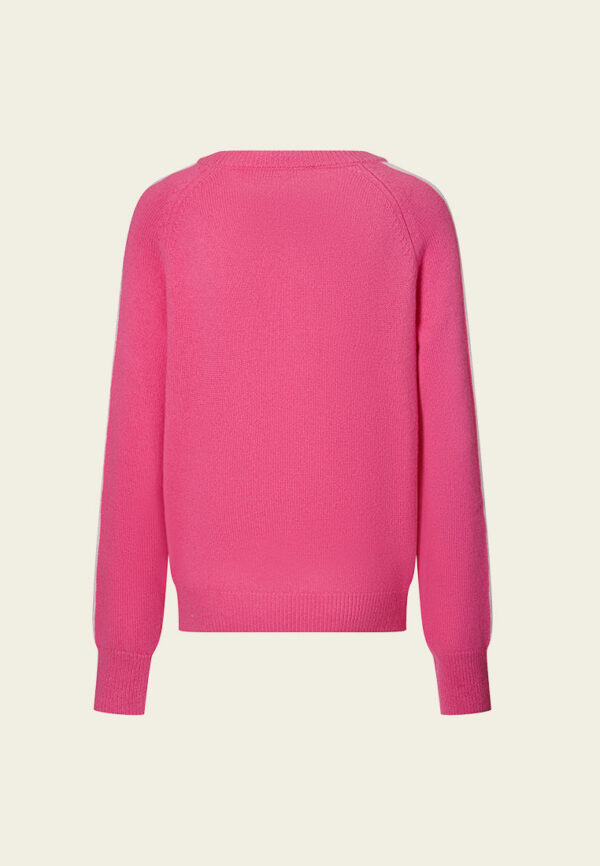 Fushia Ribbed Patchwork-shoulder Embroidered-detail Sweater - Image 2