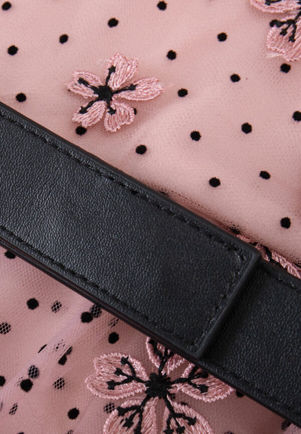 Sakura Appliqué Belted Panelled Mesh Dress - Image 8