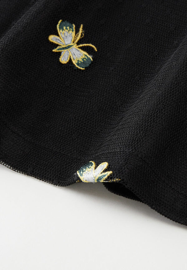 Ruffled-collar Embroidered Mesh Lace Top - Image 5