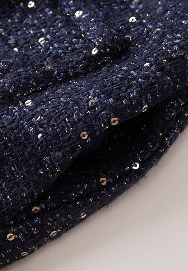 Stand-collar Concealed-fastening Sequin-detail Lurex Coat - Image 6