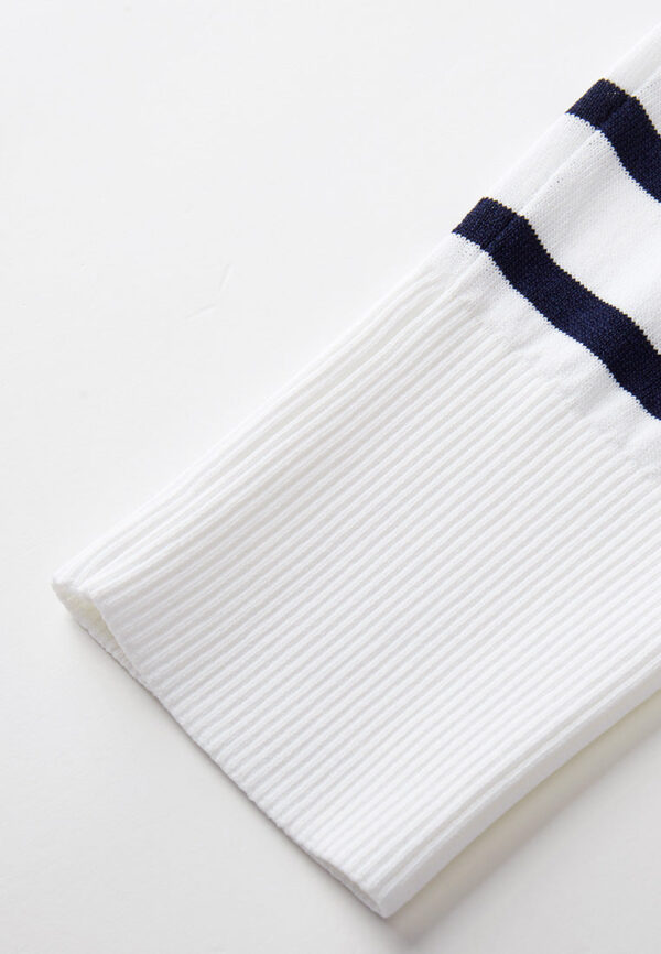 Navy Blue Stripped Knitted Jacket - Image 6