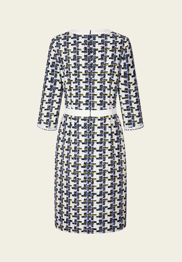 Mixed Tweed Houndstooth Trimmed Dress - Image 2