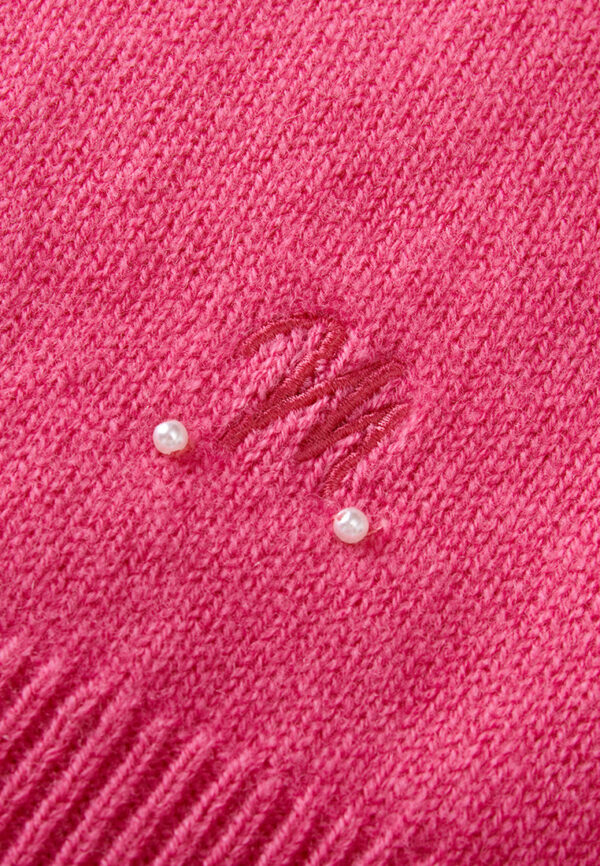 Fushia Ribbed Patchwork-shoulder Embroidered-detail Sweater - Image 6