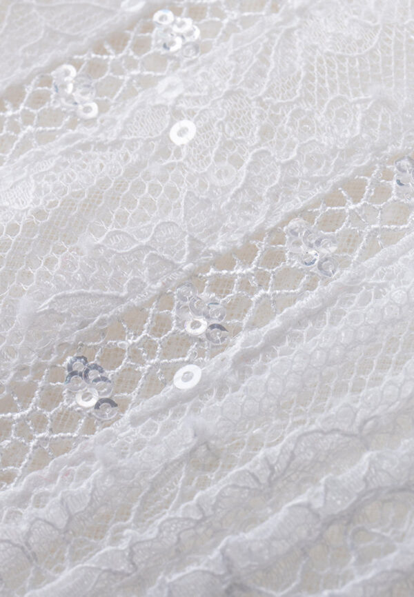 Ruffle-trim Sequin-detail Embellished-button Lace Shirt - Image 6