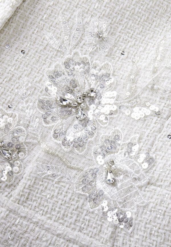Embroidery Lace Flower Sequin-detail Fitted-waist Jacket - Image 4